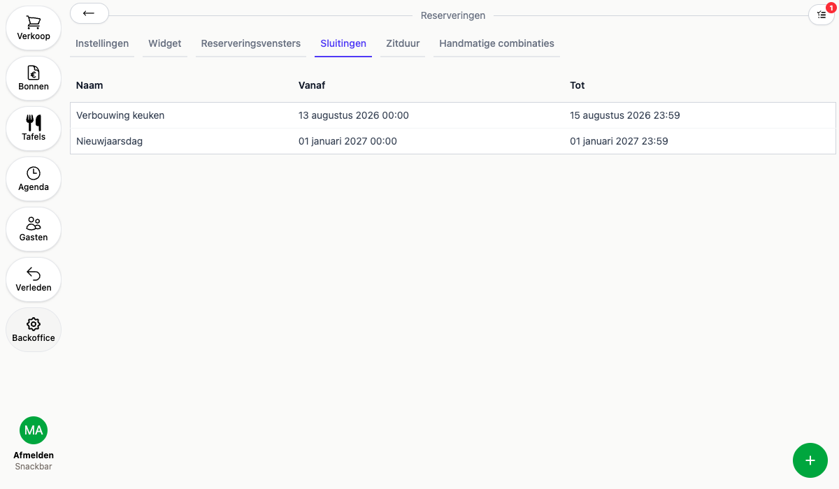 De sluitingen in de backoffice
